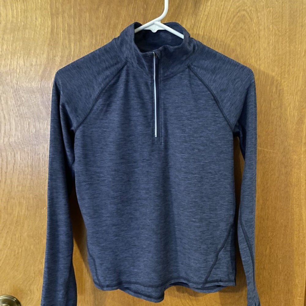 Old Navy Girls Size Large 10-12 Navy Blue Pullover Zip Neck Activewear Top
